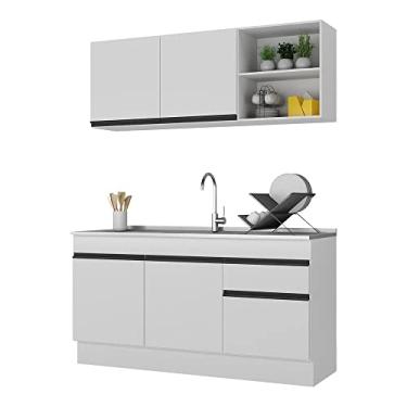 Imagem de Armário de Cozinha Compacta com Rodapé Veneza Multimóveis Mp2114.964 Branco/preto