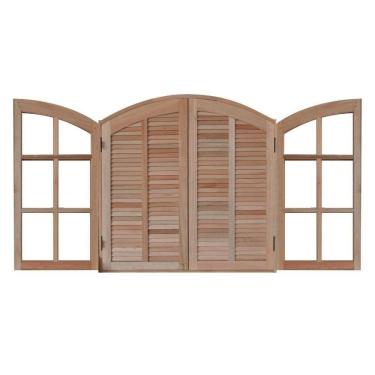 Imagem de Janela de Madeira Abrir 120x140cm 4 Folhas em Arco Rodam Marroml
