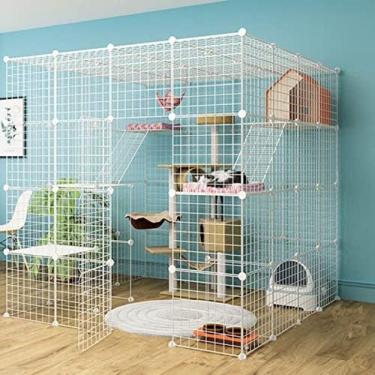 Imagem de Gaiola Grande Para Gatos Com 4 Camadas - Removível, Fio De Metal Interno, Para 1 A 5 Gatos - 147cm*147cm*146cm