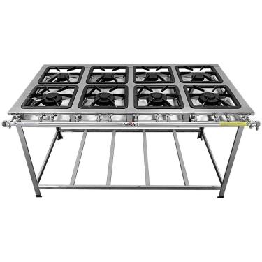 Imagem de Fogão Serv Kenok Inox 8 Bocas 4 Duplas Baixa Pressão FBSE8B.843