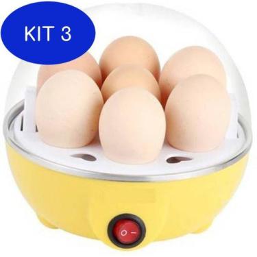 Imagem de Kit 3 Maquina De Cozinhar Ovos Elétrica Egg Cooker Cozedor de Ovos