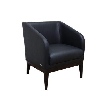 Imagem de Poltrona Lia Base De Madeira Garapa Couro Sintético Preto