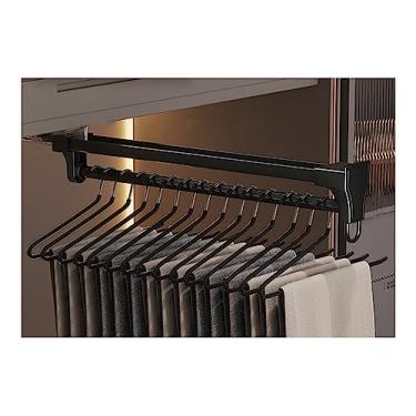 Imagem de Puxar cabide de roupas para armário ajustável guarda-roupa trilho de montagem superior rack de guarda-roupa para calças (cor: preto, tamanho: 260 mm/10 polegadas)