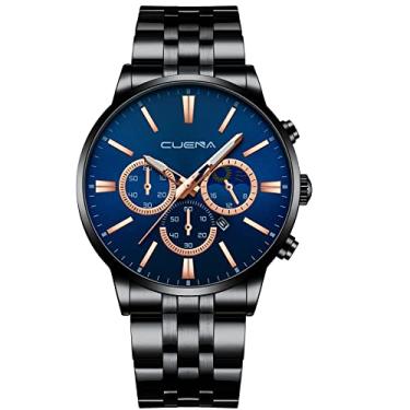 Imagem de Relógio masculino de luxo moderno, moderno, quartzo, pulseira de aço inoxidável, à prova d'água, relógio calculadora vintage, G, One Size