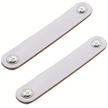 Imagem de 2 peças de alças de couro - armário de cozinha, guarda-roupa, maçaneta de porta, puxadores de couro, ferragens para móveis, preto (distância do furo cinza claro: 96 mm)