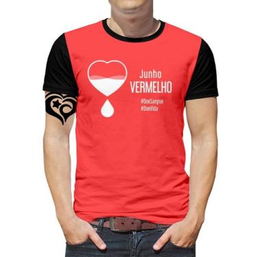Imagem de Camiseta Junho Vermelho Masculina Blusa - Alemark