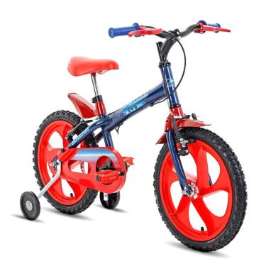 Imagem de Bicicleta Ludi Infantil Aro 16 Plástico Vermelho Quadro em Aço Carbono LD161S Azul Houston