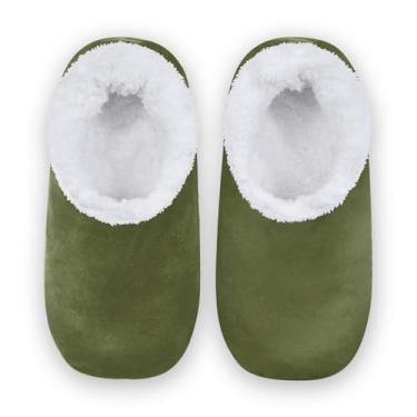 Imagem de CHIFIGNO Sapatos de casa de gato fofo abóbora de Halloween para mulheres, chinelos masculinos tamanho 11, chinelos masculinos para quarto M-XXL, Verde militar, Large