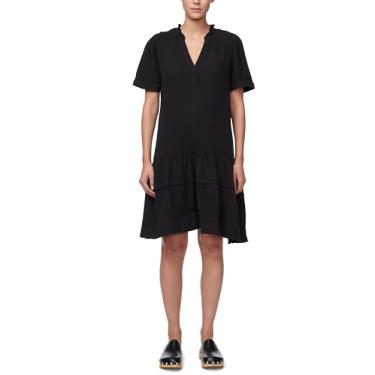 Imagem de Buffalo David Bitton Vestido feminino Zinnia na altura do joelho, manga curta, gola V e babados, Preto, G