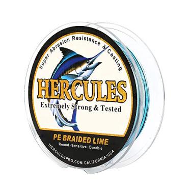 Imagem de Hercules linha de pesca trançada super fundida 8 fios de 10 lb a 300 lb teste para água salgada, 109/328/547/1094 jardas (100 m/300 m/500 m/1000 m), diamante.#0,12 mm-1,2 mm, desempenho de alto nível, cores variadas, Blue Camo, 20LB-0.20MM-328YDS(300M)-8 STRANDS