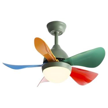 Imagem de Ventiladores De Teto De 30 Polegadas Com Luzes, Ventilador De Teto Pequeno Com Motor Reversível, Ventilador De Teto Moderno Para Quarto De Pátio (Color : Green 1, Size : 30)