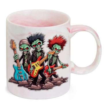 Imagem de Caneca Marmorizada Rosa banda rock zumbi