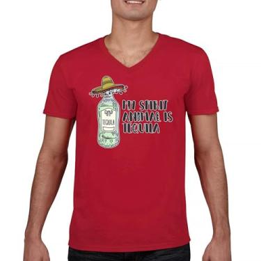 Imagem de Camiseta My Spirit Animal is Tequila gola V Cinco de Mayo Party Drinking Tee, Vermelho, P