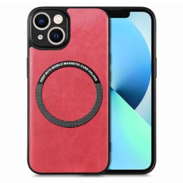 Imagem de Capa de couro para iPhone 7 8 Capa magnética para carregador sem fio para iPhone 13 12 11 14 Pro Max Mini X XS XR 6 7 8 6s Plus, vermelha, para iPhone XS Max