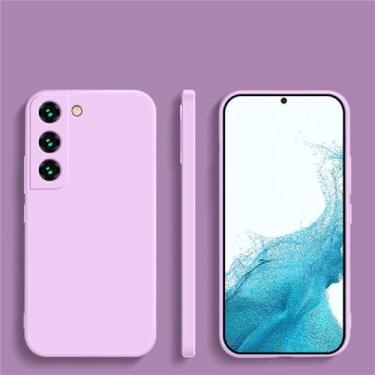 Imagem de Capa quadrada de silicone líquido para samsung galaxy, s23 s 23 s22 ultra plus s23plus s23ultra capa macia, grama roxa, para s22