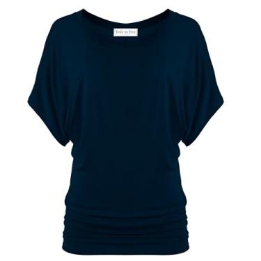 Imagem de Free to Live Pacote com 3 camisetas femininas casuais de manga curta para negócios, camisas elegantes para outono e viagem, túnica para usar com leggings, Azul-marinho (individual), XXG