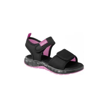 Imagem de Sandália Infantil Feminina Bical Flash Fecho Duplo Preto Rosa