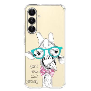 Imagem de Blingy's Capa para Samsung Galaxy S24, design de girafa engraçado, criativo, desenho animado, estilo animal, transparente, macio, TPU, capa transparente transparente compatível com Samsung Galaxy S24