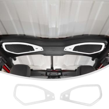 Imagem de Linskip Acabamento da capa do alto-falante de áudio compatível com Jeep Wrangler JL 4XE 2024 e Gladiator JT Sport Rubicon Sahara Willys Mojave Rubicon, capas de alto-falante de teto, acessórios interiores (branco)