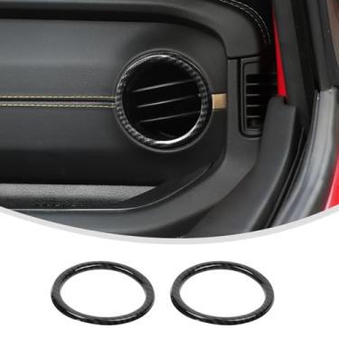 Imagem de Linskip Para Jeep Wrangler JL 4XE & Gladiator JT 2024-2025 anéis de ventilação de painel, capas de ventilação compatíveis com Sport, Rubicon, Sahara, Willys, Rubicon, acessórios interiores (fibra de