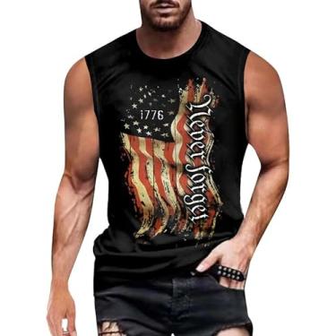 Imagem de Camiseta masculina 4th of July 1776 Muscle Tank Memorial Day Gym sem mangas para treino com bandeira americana, Bandeira de 1776 - We the People, G
