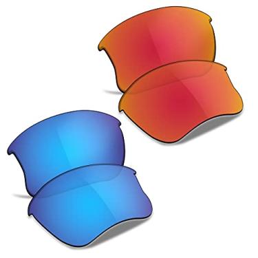 Imagem de TRUSHELL Lentes de reposição polarizadas para óculos de sol Oakley Flak Jacket XLJ OO9009 - Vermelho (Fire Red+Ocean Blue)