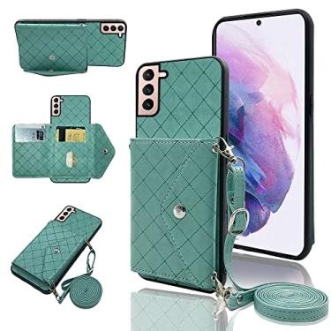 Imagem de Furiet Capa carteira compatível com Samsung Galaxy S24 Plus S24+ 5G com alça de ombro transversal e suporte de couro para cartão de crédito, acessórios para celular para S24plus 24S + S 24 24+ verde