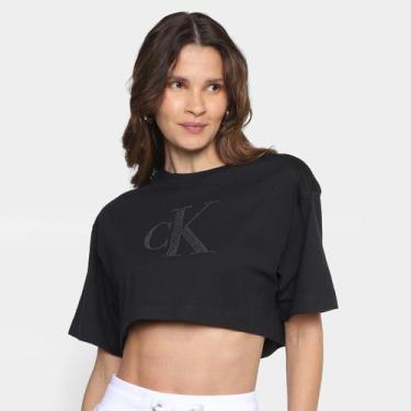 Imagem de Camiseta Cropped Calvin Klein Relevo Pino Feminina