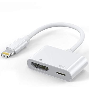 Imagem de Adaptador HDMI AV digital certificado Apple MFi com porta de carregamento Lightning para iPhone 14/13/SE/12/11/XR/X/8/7/iPad tela de sincronização para TV/projetor/monitor