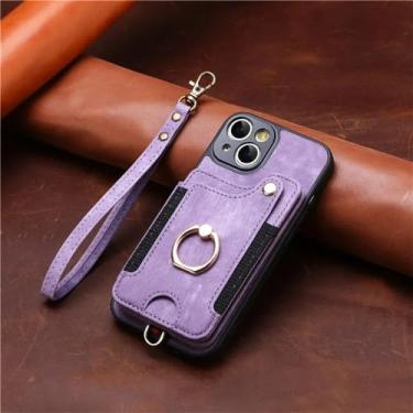 Imagem de Capa de telefone de couro flip com suporte de anel para XiaoMi 13T 12 12T 11T Pro POCO X5 X3 NFC M3 M5 F3 F5 Capa de alça de cartão carteira RFID, roxa, para POCO X3 (X3 Pro)