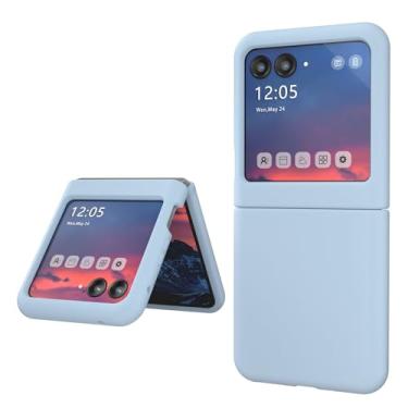 Imagem de E Segoi Capa para Moto Razr Plus 2023, capa de borracha gel de silicone líquido, forro de tecido de microfibra macio, almofada compatível com Motorola Razr+Plus 2023 / Razr 40 Ultra (azul claro, Moto