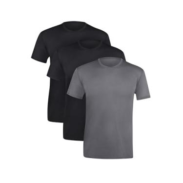 Imagem de Hanes Pacote com 3 camisetas masculinas All Day X-Temp | Malha respirável | Elástico leve | Camiseta de gola redonda, Preto/Preto/Cinza, P