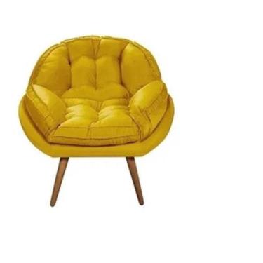 Imagem de Poltrona Decorativa Califórnia Em Tecido Suede Pés Madeira
