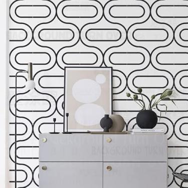 Imagem de Estêncil Gatsby geométrico linear de 50 cm para parede, modelo de móveis, pintura de grandes modelos de mandala, pintura reutilizável, padrões de piso de azulejo para decoração, molduras, nicho