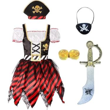Imagem de Fantasia de pirata para Halloween cosplay fantasia de pirata vestido buccaneer (5 – 7 anos)