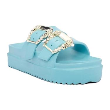 Imagem de Sandália Chinelo Feminino Birken 100% EVA: Leve, Macio e Confortável com Enfeite Metalizado (TURQUESA, BR, Adulto, Numérico, 38)