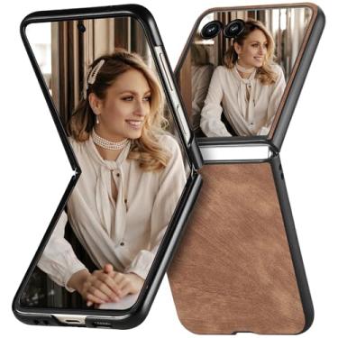 Imagem de CCSmall Capa para Motorola Razr+ Plus 2024, capa protetora fina de couro PU retrô suporta carregamento sem fio para Motorola Razr 50 Ultra/Moto Razr Plus 2024 FFG marrom