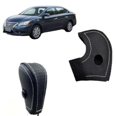 Imagem de Capa Couro manopla câmbio automático Compativel com Sentra Sl 2014 a 2020