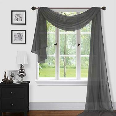 Imagem de Sapphire Home Cortinas de saia de cachecol de janela - Sanefas transparentes extra longas para janelas - cortinas de voile para sala de estar, cozinha e decoração de quarto, casamentos, eventos - 94 x