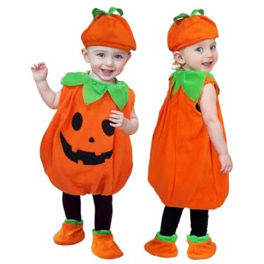Imagem de Fantasia de abóbora de Halloween para bebês meninos festa cosplay roupas 3-6 meses