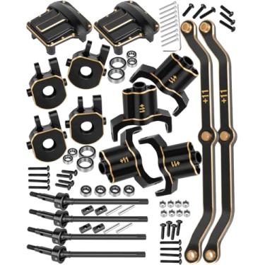 Imagem de RCHuiWow RC Brass Axle Widening w/Diff Covers Upgrades Part for 1/18 Trx4m,11mm Wider on Each Side Axle Widening(2 Front) & 2 Diff Covers Upgrades for TRX4-M,Black