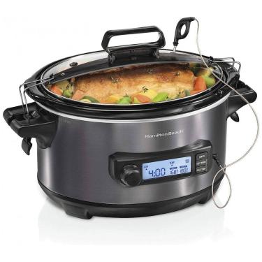 Imagem de Panela Elétrica Programável e Digital 5.6L com Sensor de Temperatura, Aço Inoxidável, 110V 290W HAMILTON BEACH 33866, Preto