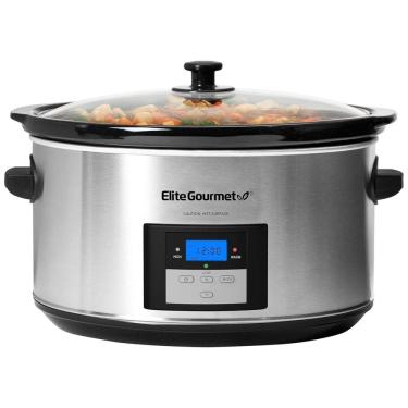 Imagem de Panela Elétrica Digital 8L Programável com Temporizador Ajustável, Aço Inoxidável, 110V 280W, ELITE GOURMET MST 900D, Prateado