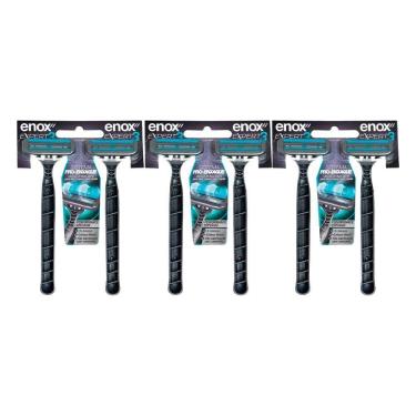 Imagem de Kit 6 Aparelho De Barbear Descartável Barbeador 3 Lâminas Enox Expert