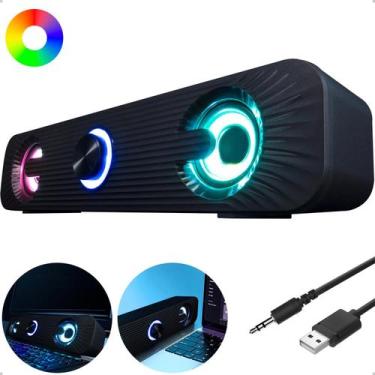 Imagem de Caixa De Som Soundbar Subwoofer Speaker Bass Led Cabo Aux P2 e Usb - K