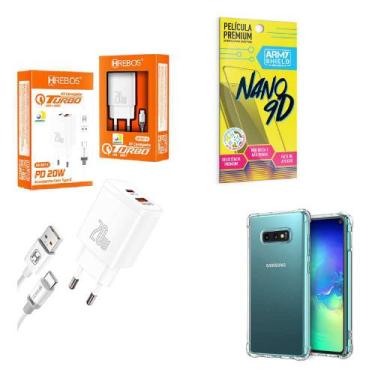 Imagem de Kit Carregador Turbo 20W + Capinha Samsung S10 e + Película de Cerâmic