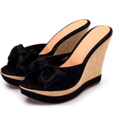 Imagem de Sandália Tamanco Anabela Com Laço e Sola Borracha Leve - M&D STORE, Pr