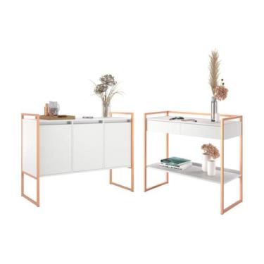 Imagem de Conjunto Decorativo Aparador e Buffet 3 Portas Industrial - Mais de Ca