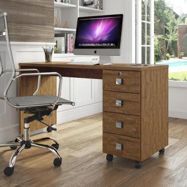 Imagem de Escrivaninha Para Computador Office Com 4 Gavetas Dubai Amêndoa - Luka