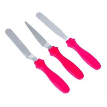 Imagem de Kit 3 Espátulas Confeitar Bolo Torta Decorar Confeiteiro - Dutra Forma